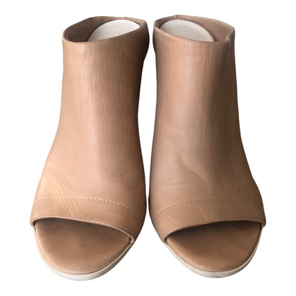 Vince Allison‎ Peep-Toe Italian Leather Mule Nude BeigeSandal Slides Size 9.5 - Picture 2 of 13